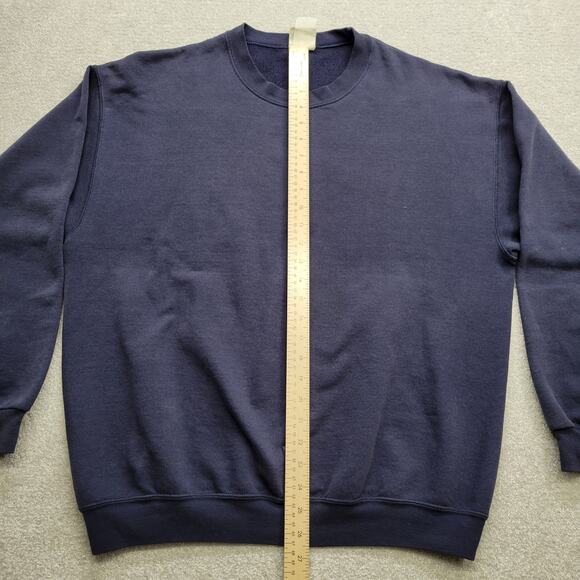Vintage 90s Lee Blank Navy Blue Midweight Sweatshirt Made USA Men’s Small 26x23 - Picture 3 of 6